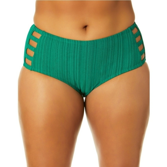 Time and Tru Women's Plus Size Ribbed Mid Rise Hipster Swim Bottoms Size 2x New! - Picture 1 of 4